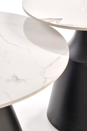 Sestava dvou konferenčních stolků Halmar MAGNETA bílá mramor černá (2p=1szt) (11)