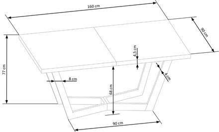 Moderní jídelní stůl s rozkladem Halmar MASSIVE 2 160-250x90x77 cm dub přírodníčerná (2p=1szt) (11)