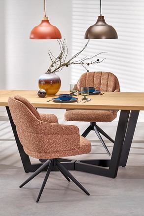 Moderní jídelní stůl s rozkladem Halmar MASSIVE 2 160-250x90x77 cm dub přírodníčerná (2p=1szt) (13)