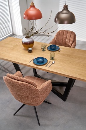 Moderní jídelní stůl s rozkladem Halmar MASSIVE 2 160-250x90x77 cm dub přírodníčerná (2p=1szt) (14)