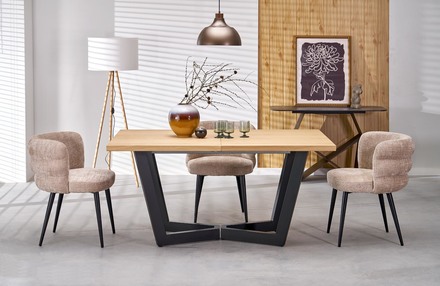 Moderní jídelní stůl s rozkladem Halmar MASSIVE 2 160-250x90x77 cm dub přírodníčerná (2p=1szt) (2)