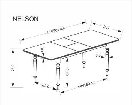 Moderní jídelní stůl s rozkladem Halmar NELSON bílá (1p=1szt) (9)