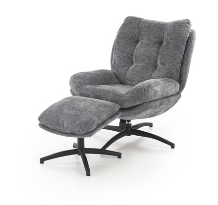 Křeslo Halmar PESTO s opěrkou nohou, funkce kolébky, popelavá (1)