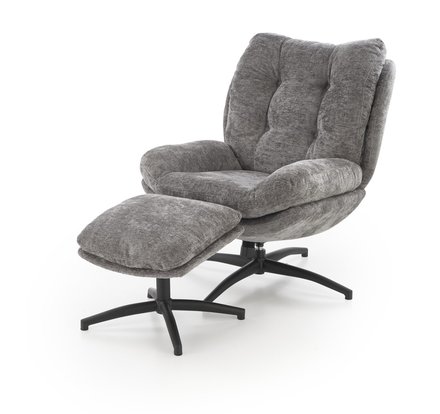 Křeslo Halmar PESTO s opěrkou nohou, funkce kolébky, popelavá (2)