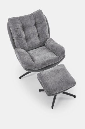 Křeslo Halmar PESTO s opěrkou nohou, funkce kolébky, popelavá (5)