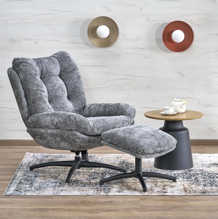 Křeslo Halmar PESTO s opěrkou nohou, funkce kolébky, popelavá (12)