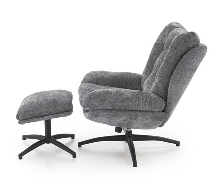 Křeslo Halmar PESTO s opěrkou nohou, funkce kolébky, popelavá (4)