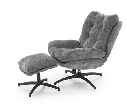 Křeslo Halmar PESTO s opěrkou nohou, funkce kolébky, popelavá (3)