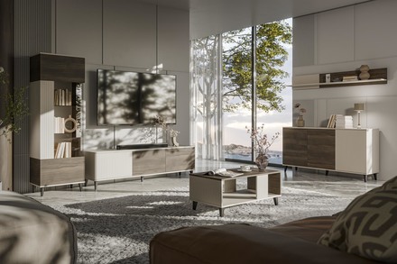 Komoda Halmar RANDOM 2 KM-1 kašmír  ořech  černá (2p=1szt) (16)