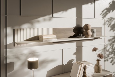 Nástěnná police Halmar RANDOM 2 P-1 kašmír ořech černá (1p=1szt) (4)