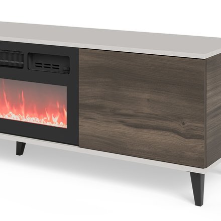 Televizní stolek Halmar RANDOM 2 RTV-K 180 cm z kominkiem kašmír ořech černá (3p=1szt) (9)