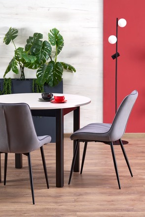 Moderní jídelní stůl Halmar RINGO barva pracovní deska kašmír, nohy - černá (102-142x102x76 cm) (2p=1szt) (13)