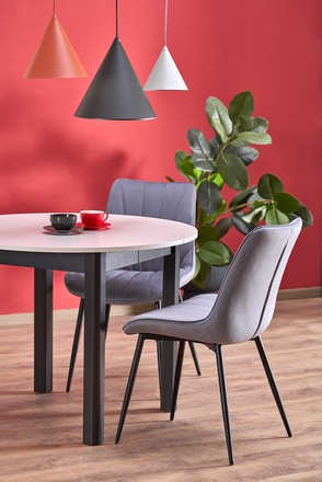 Moderní jídelní stůl Halmar RINGO barva pracovní deska kašmír, nohy - černá (102-142x102x76 cm) (2p=1szt) (15)