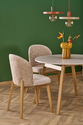 Moderní jídelní stůl Halmar RUBEN barva pracovní deska - kašmír, nohy - přírodní (102-142x102x75 cm) (2p=1szt) (11)