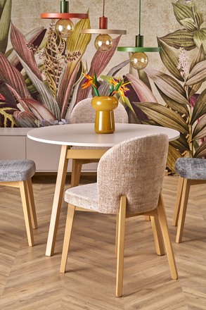 Moderní jídelní stůl Halmar RUBEN barva pracovní deska - kašmír, nohy - přírodní (102-142x102x75 cm) (2p=1szt) (14)