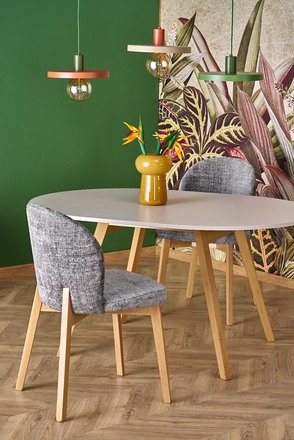 Moderní jídelní stůl Halmar RUBEN barva pracovní deska - kašmír, nohy - přírodní (102-142x102x75 cm) (2p=1szt) (15)