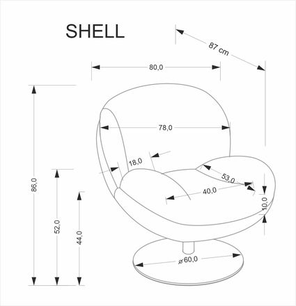 Relaxační křeslo Halmar SHELL popelavá (1p=1szt) (3)