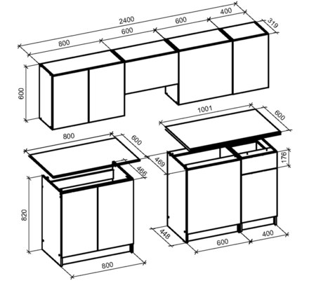 Kuchyňská linka Halmar WENDY 240 korpus: dub cremona, dekor: kašmír (10 Karton) (1)