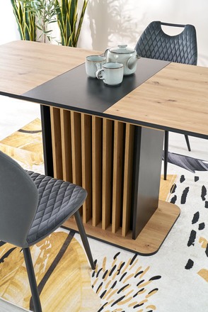 Moderní jídelní stůl s rozkladem Halmar WILSON, pracovní deska - dub artisan  černá, nohy - dub artisan  černá (2p=1szt) (8)