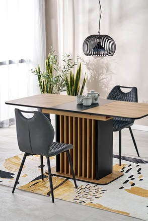 Moderní jídelní stůl s rozkladem Halmar WILSON, pracovní deska - dub artisan  černá, nohy - dub artisan  černá (2p=1szt) (9)