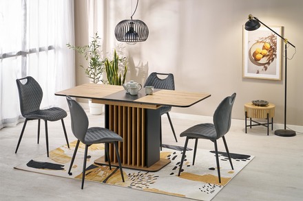 Moderní jídelní stůl s rozkladem Halmar WILSON, pracovní deska - dub artisan  černá, nohy - dub artisan  černá (2p=1szt) (7)