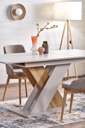 Moderní jídelní stůl s rozkladem Halmar XARELTO kašmír - dub cremona (2p=1szt) (13)