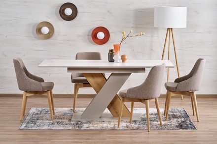 Moderní jídelní stůl s rozkladem Halmar XARELTO kašmír - dub cremona (2p=1szt) (15)