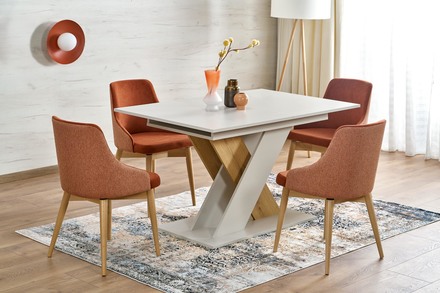 Moderní jídelní stůl s rozkladem Halmar XARELTO kašmír - dub cremona (2p=1szt) (18)