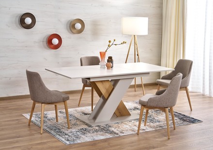 Moderní jídelní stůl s rozkladem Halmar XARELTO kašmír - dub cremona (2p=1szt) (1)