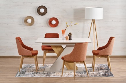 Moderní jídelní stůl s rozkladem Halmar XARELTO kašmír - dub cremona (2p=1szt) (19)