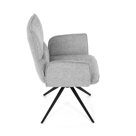 Moderní jídelní židle Autronic šedá látka, 360° vratný mechanismus, černý kov (DCH-D1328 SIL2) (22)