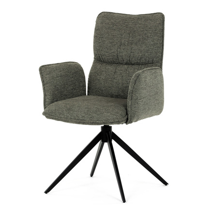 Moderní jídelní židle Autronic zelená látka, 360° vratný mechanismus, černý kov (DCH-D1328 GRN2) (2)