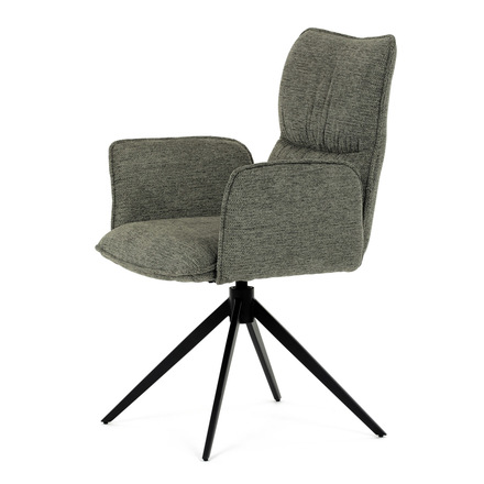 Moderní jídelní židle Autronic zelená látka, 360° vratný mechanismus, černý kov (DCH-D1328 GRN2) (3)