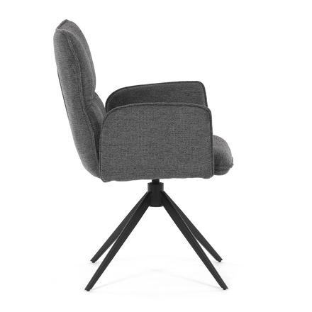 Moderní jídelní židle Autronic šedá látka, 360° vratný mechanismus, černý kov (DCH-D1328 GREY2) (10)