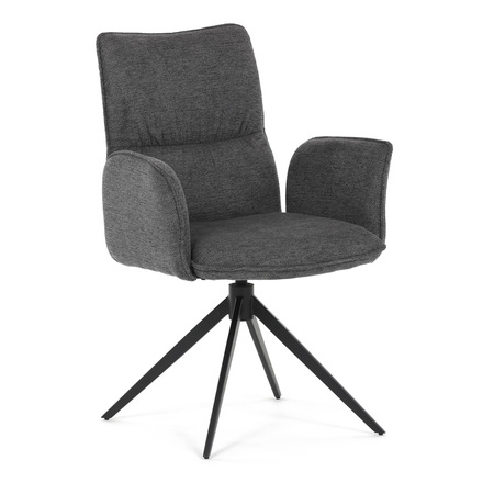 Moderní jídelní židle Autronic šedá látka, 360° vratný mechanismus, černý kov (DCH-D1328 GREY2) (12)