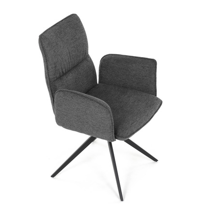 Moderní jídelní židle Autronic šedá látka, 360° vratný mechanismus, černý kov (DCH-D1328 GREY2) (23)