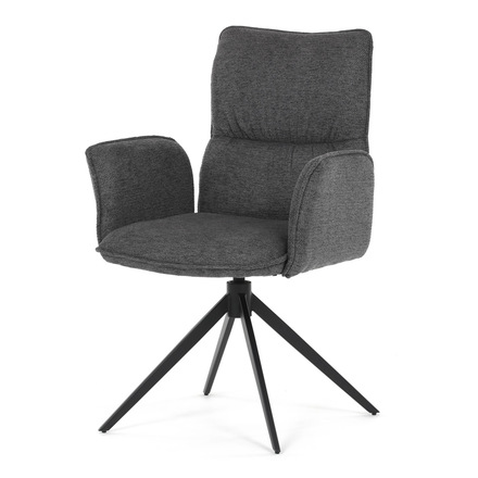 Moderní jídelní židle Autronic šedá látka, 360° vratný mechanismus, černý kov (DCH-D1328 GREY2) (2)