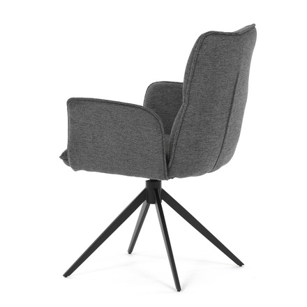 Moderní jídelní židle Autronic šedá látka, 360° vratný mechanismus, černý kov (DCH-D1328 GREY2) (5)