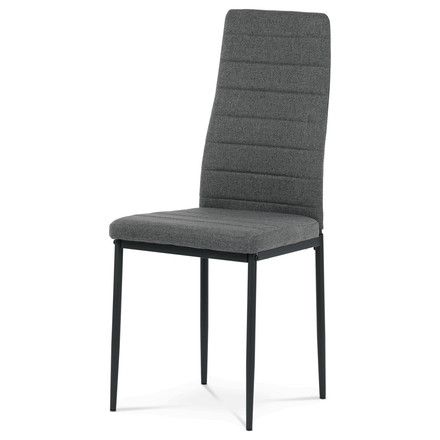 Set moderní jídelní stůl se židlemi Autronic Jídelní set 1+4, stůl 130x70, deska slinutý kámen v imitaci bílého matného mramoru, židle šedá látka, černý lak (ASE-1004 GREY2) (4)