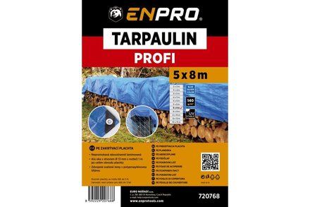 Plachta zakrývací Enpro 720768 Plachta zakrývací PROFI, 5 x 8 m, 140 g/m², modro - stříbrná, (3)