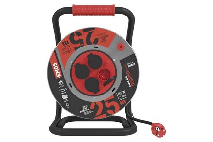 Prodlužovací kabel na bubnu Emos 82P084254 Buben 4 zásuvky, 25m, 1,5mm, guma / neopren