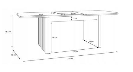 Moderní jídelní stůl s rozkladem Forte Formswift 180-230x90cm dub (karton*3) (4)