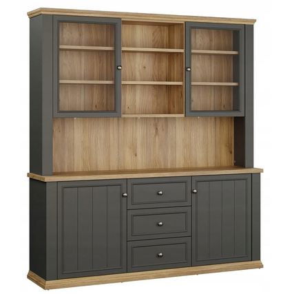 Vitrína Forte Pontypool 183x202x43cm dub/šedá  (karton*5)