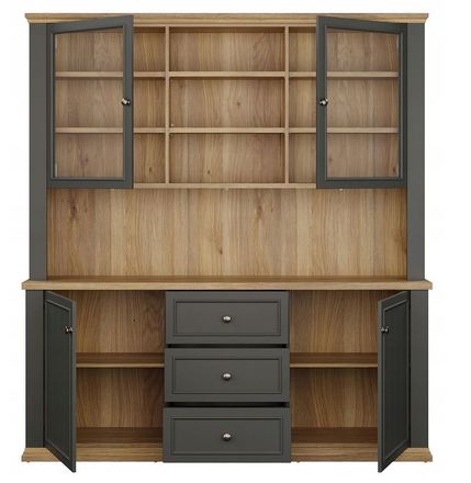 Vitrína Forte Pontypool 183x202x43cm dub/šedá  (karton*5) (2)