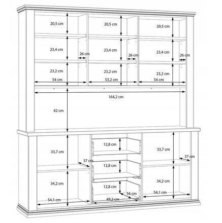 Vitrína Forte Pontypool 183x202x43cm dub/šedá  (karton*5) (3)