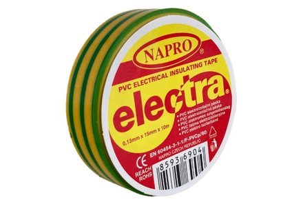 Páska elektroizolační EURO nářadí 138384 Páska elektroizolační PVC IZOVIAL, 10 m x 15 mm, žluto-zelená
