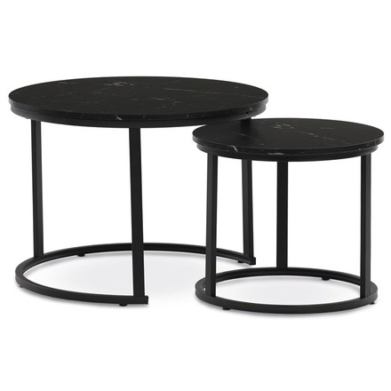 Sestava dvou konferenčních stolků Autronic Set 2 ks stolků, MDF deska, dekor černý mramor, kovová podnož, černý lak (CT-X7122 BK)