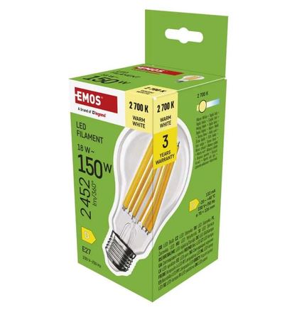 LED žárovka Emos ZF5D82 LED-FLM A70 18W(150W) 2452lm E27 WW (1)