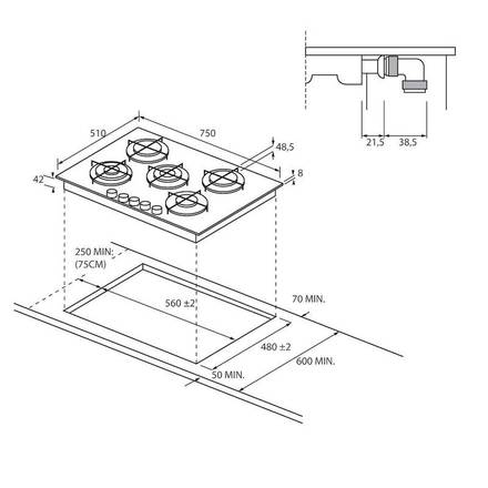 Plynová varná deska Candy CVG74WTB (2)