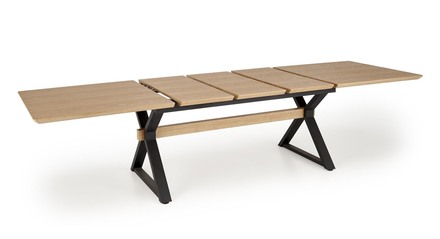 Moderní jídelní stůl s rozkladem Halmar HENRY stůl rozkládací, deska - přírodní, nohy - černá (2 Karton) (4)